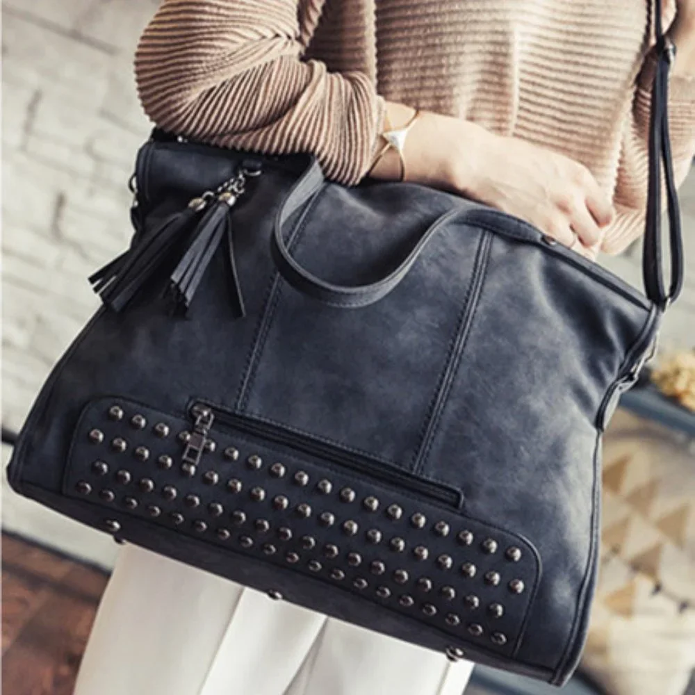 Black Vintage Studded Handbag - Picture 2 of 5